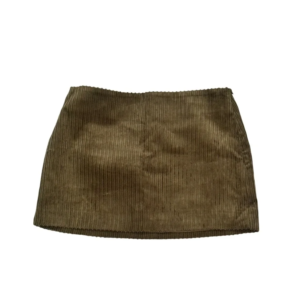 Zara Corduroy Mini Skirt Green XS NWT‎